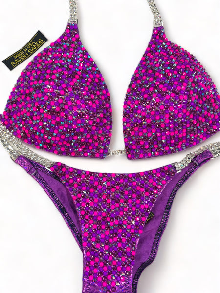 Custom Competition Bikinis purple pink Molded cup