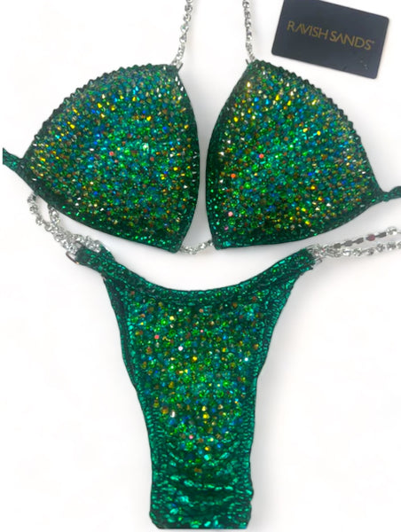 Custom Competition Bikinis “Elegance”  green Molded cup