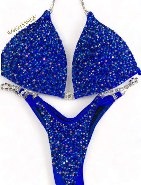 Custom competition bikini royal blue matte