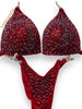 Custom Wellness competition bikini Red Velvet triple threat red molded cup
