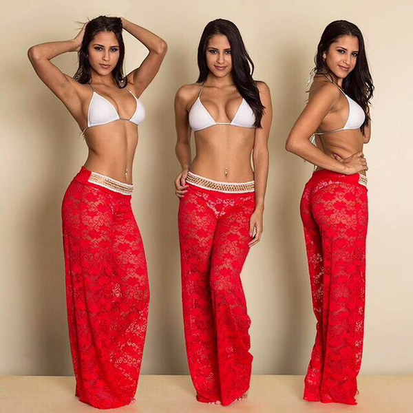 lace Cover Up Pants (red) 32