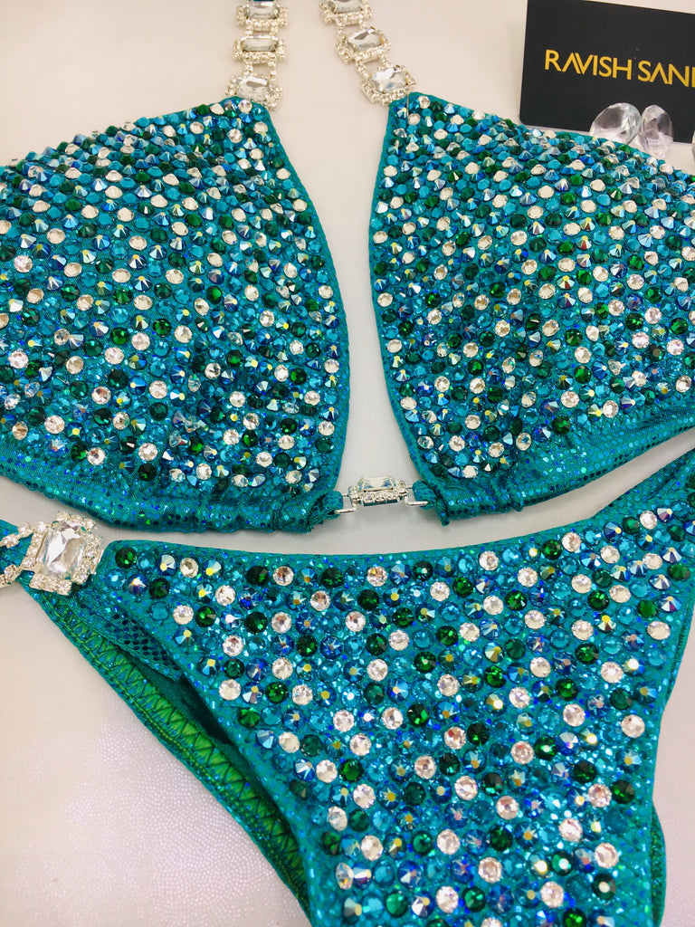 Custom Competition Bikinis Mermaid Teal/Aqua