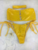 Custom Yellow Vinyl Strapless Tie String Bikini w/choker NO Cheeky/NO Scrunch (Abby)***(SUIT SOLD PER PIECE OR SET, price varies)