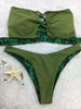 Custom Green Black Floral Crisscross 4:1 Flip It Reversible V Cut Bikini