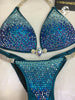 Custom Competition Bikini Blue Teal Sparkle Gradient Ombre