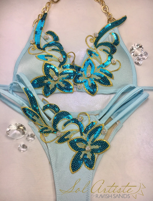 Custom Sol Artiste Baby Blue Sequin Floral
