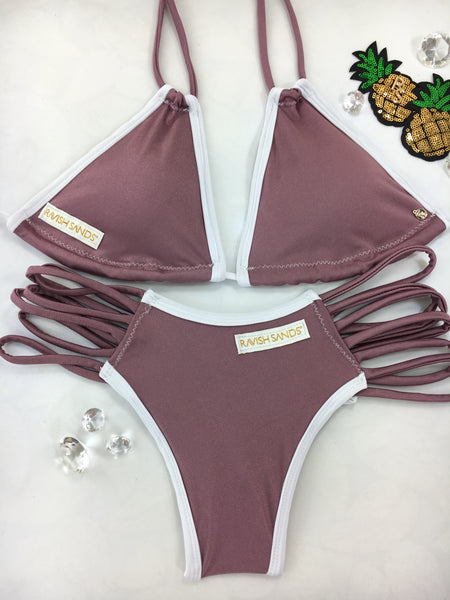 Custom Dusty Rose White Color block trim Multistring***ANY COLOR REQUEST WELCOME***(SUIT SOLD PER PIECE OR SET, price varies)