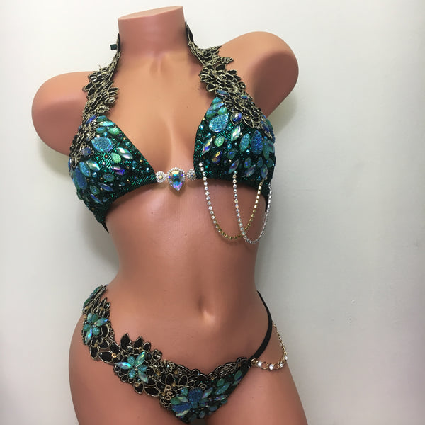 Khloe Emerald custom Themewear with wings $999 or bikini only $599 