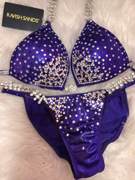 Rental Purple Metallic Small Molded Cup Top/Midcovergae Cheeky Bottom