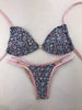 Custom Made Blue Pink Sparkle Floral Multistring Bikini (Hope)