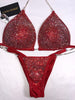 Custom Competition Bikinis Red ab Molded cup top