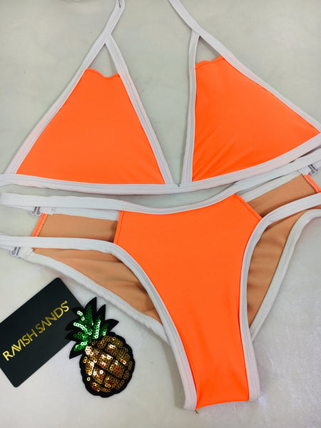 Neon color block  Custom Signature Top and Multistring Peekaboo bottoms (any color request welcome) ***(SUIT SOLD PER PIECE OR SET, price varies)
