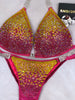 Custom Competition Bikini Yellow Coral Pink Deluxe Gradient Ombre
