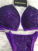 Custom Bright purple iridescent Metallic With all deep tanzanite DELUXE Luxe Competition Bikini  and molded cup Included