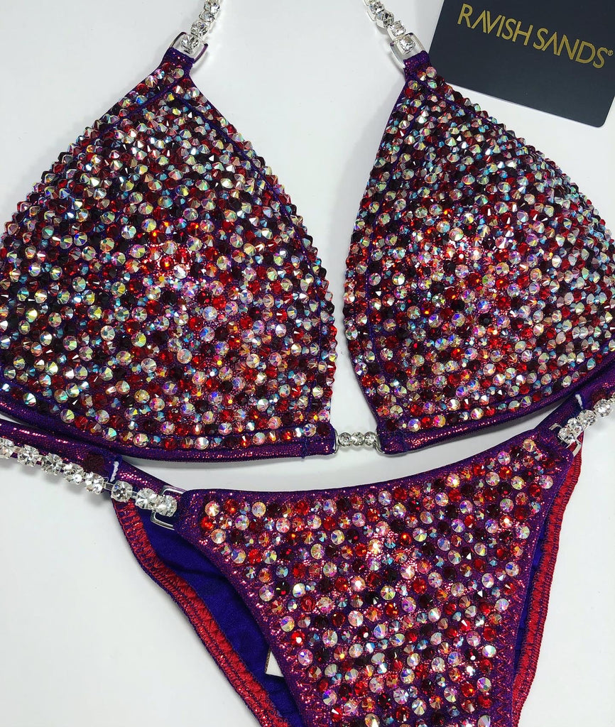 Custom Competition Bikinis Cranberry red  w/molded cup 