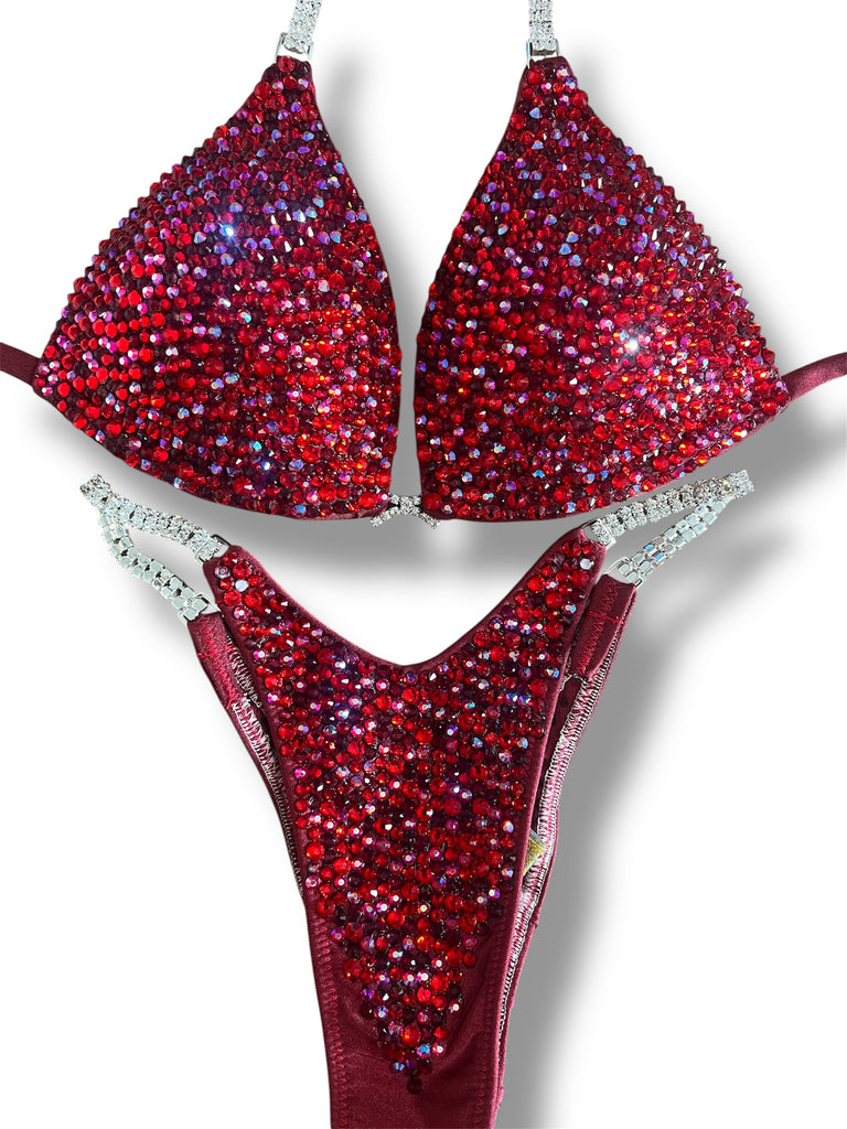 Custom competition bikini cranberry cherry Molded cup