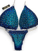 Custom Competition Bikini blue ziricon Velvet Sideways Gradient Luxe