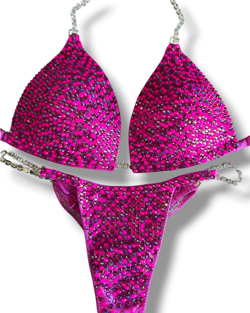 Custom competition bikini hot pink Molded cup (Liz)