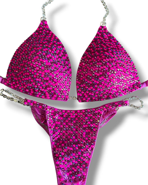 Custom competition bikini hot pink Molded cup (Liz)