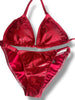 New NPC FIT MODEL DIVISION Custom Posing Bikini (red metallic  ) 50% glute coverage, higher wider front, adjustable slide bottoms