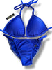 New NPC FIT MODEL DIVISION Custom Posing Bikini (matte blue) 50% glute coverage, higher wider front, adjustable slide bottoms