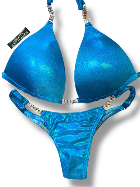 Adjustable slide Custom Posing Bikini turquoise blue