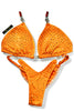 $75  Adjustable slide Custom Posing Bikini (regular triangle) this specific orange sequin  fabric is on clearance