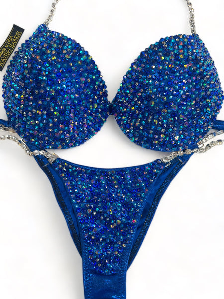 Custom Competition Bikinis blue Bling Luxe Underwire Push up bra
