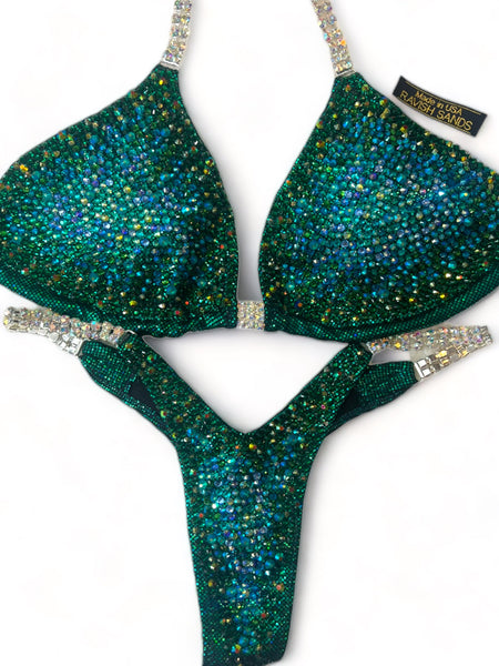 Custom Competition Bikinis green Elegance Wellness bikini