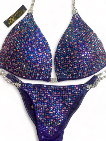 Custom Competition Bikini purple multi molded cup