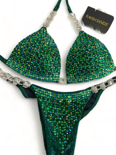 Custom competition bikini icicle green