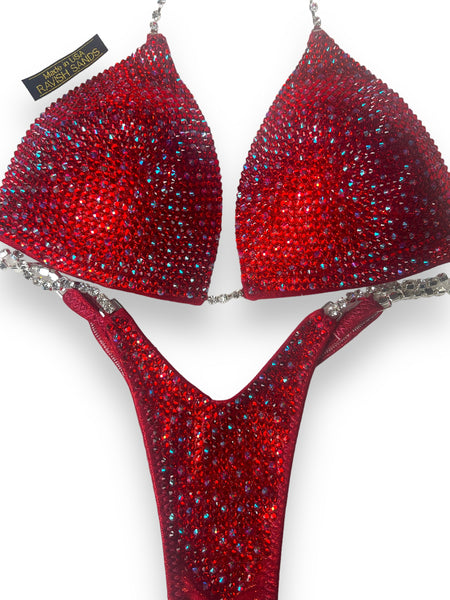 Custom competition ravishing red (crossover wellness/bikini cut)