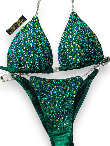 Custom competition bikini emerald confetti