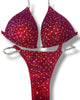 Custom competition bikini Red And Red Ab Diamond Sprinkle Molded cup