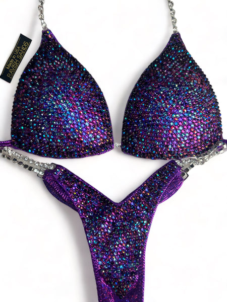 Custom Competition Bikinis “Elegance” purple blue pink Molded cup