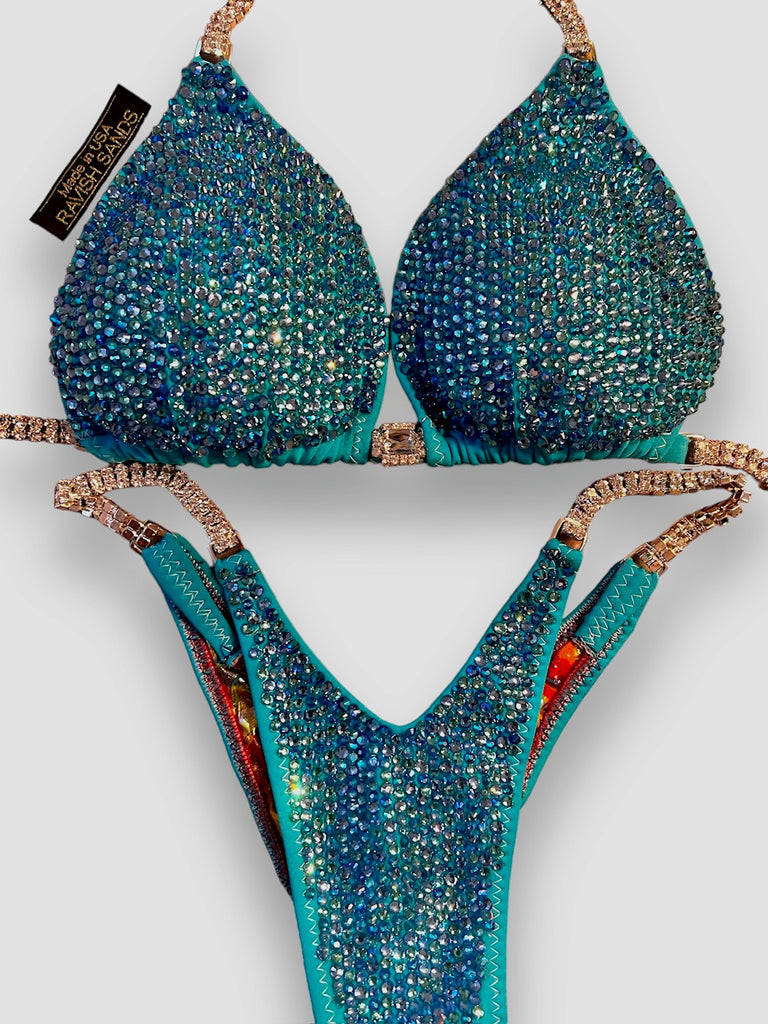 Rental Matte Turquoise Medium Top/ pro cut v shape bottom