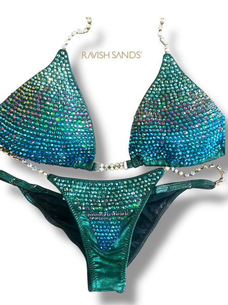 Rental Teal Medium top, standard front, micro cheeky