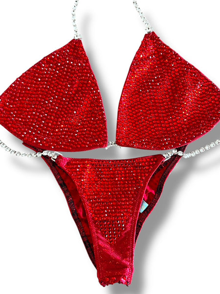 Ready to ship red medium top standard front pro cut bottoms