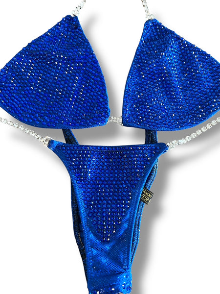 Ready to ship blue medium top standard front pro cut bottoms