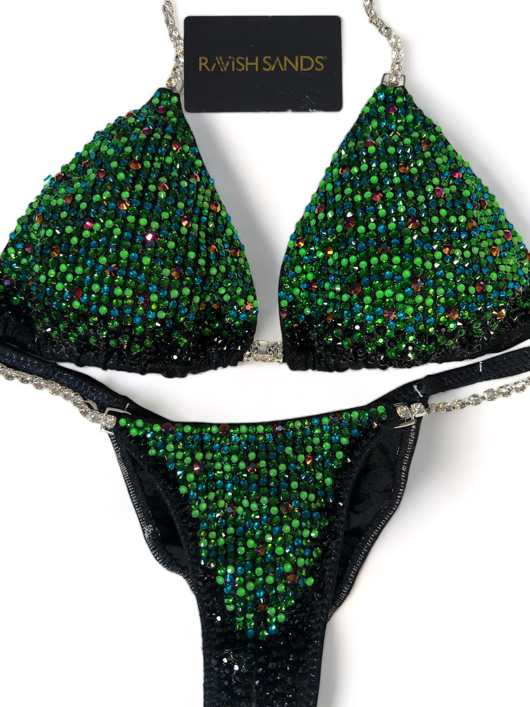 Custom Competition Bikini green  Gradient Ombre