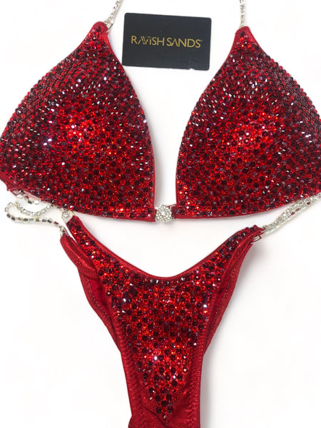 Custom Competition Bikinis cherry red Molded cup