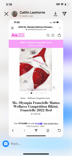 Caitlin 25% deposit @40% off price
