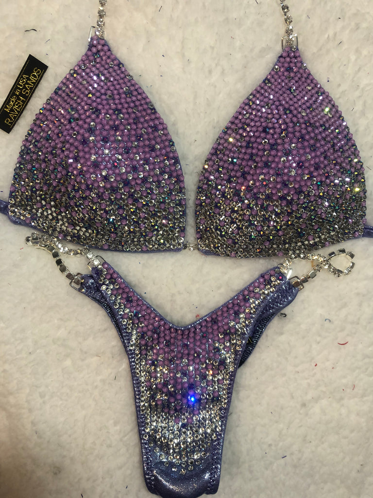 Custom Competition Bikini lavender diamond Deluxe Gradient Ombre