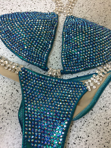 Quick View Competition Bikinis Teal Bling Luxe Swarovski Crystals