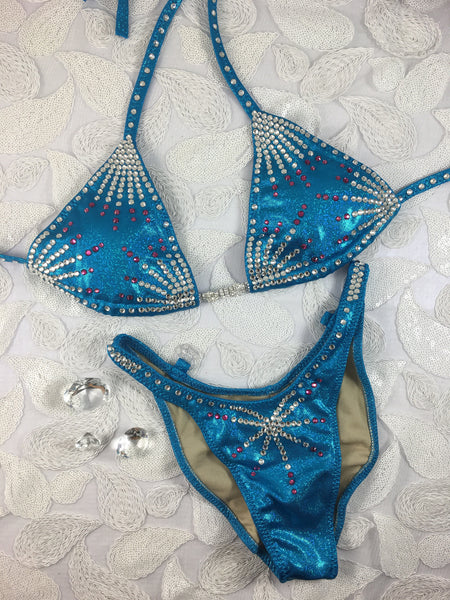 Turquoise Starburst Figure Suit QuickShip (A-cup)