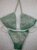 Green 1 bubble LUXE quick ship medium top/HIGHER WIDER front/ micro cheeky (we size bottoms to your measurements)