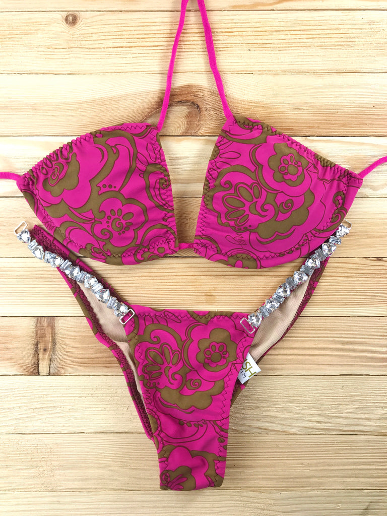 Fuchsia Flower Marissa Front/Midcoverage Cheeky Quick Ship