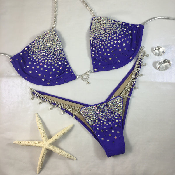 Matte Purple Bubbles Diamond Princess Elite Large Top/Brazilian cheeky (we size bottoms to your measurements)