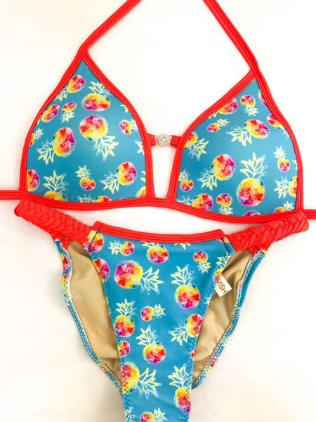 Custom Exclusive Pineapple w/fishtail braid and rhinestone accent***(SUIT SOLD PER PIECE OR SET, price varies)