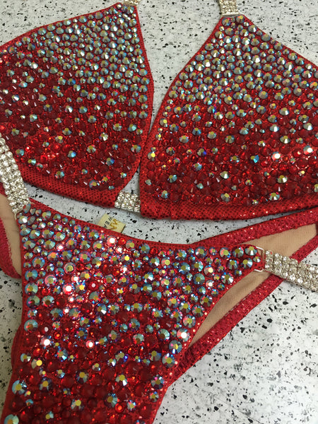 Quick View Competition Bikinis Red Bubbles DeLUXE Diamond Princess Color Crystals